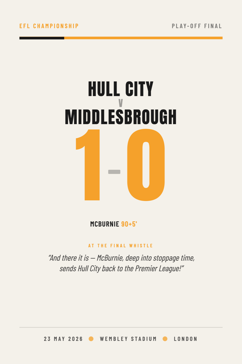 Championship Play-off Final 2026 — Championship Play-off Final commemorative poster keepsake