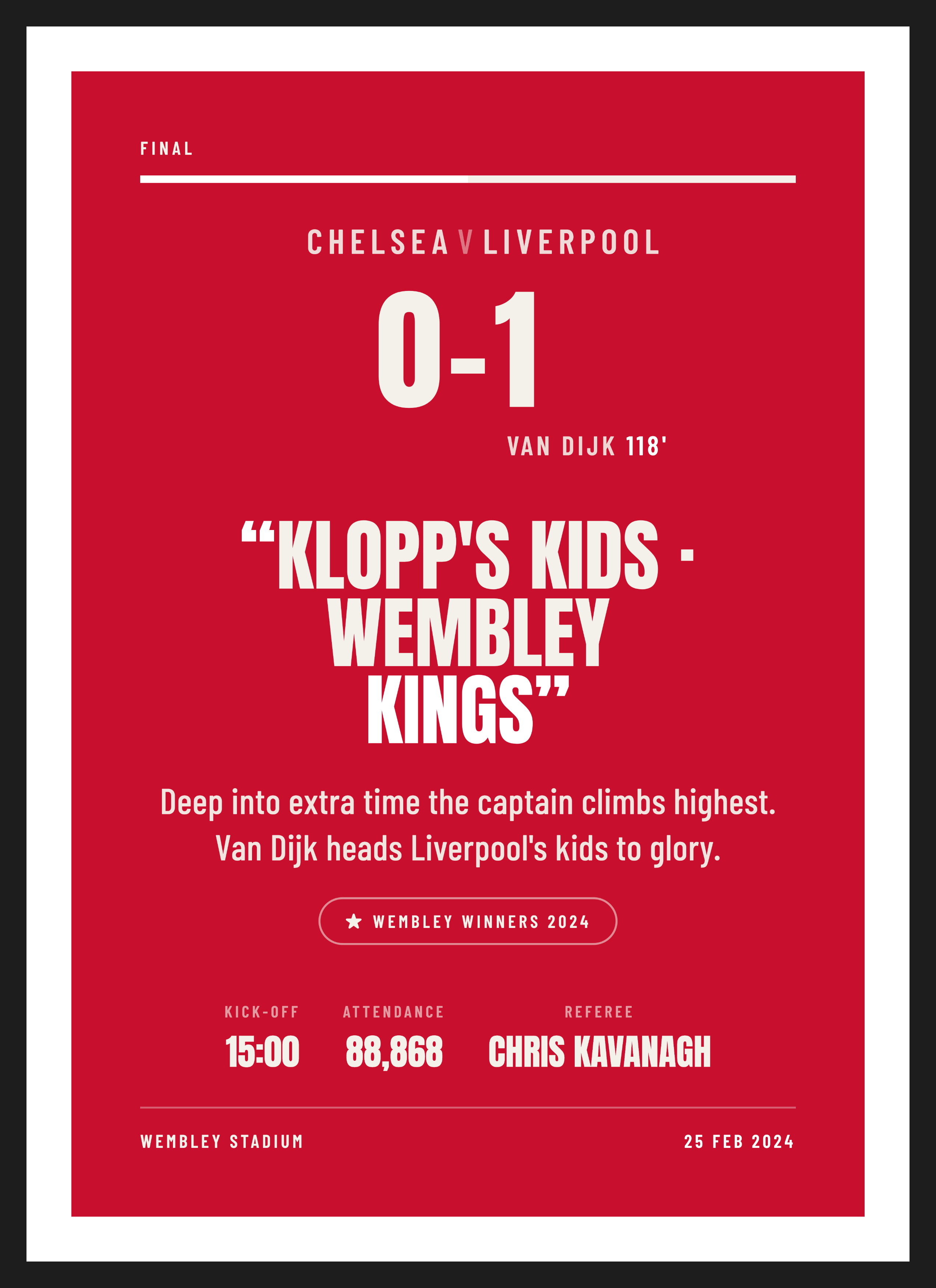 Liverpool Cup Final 2024 keepsake