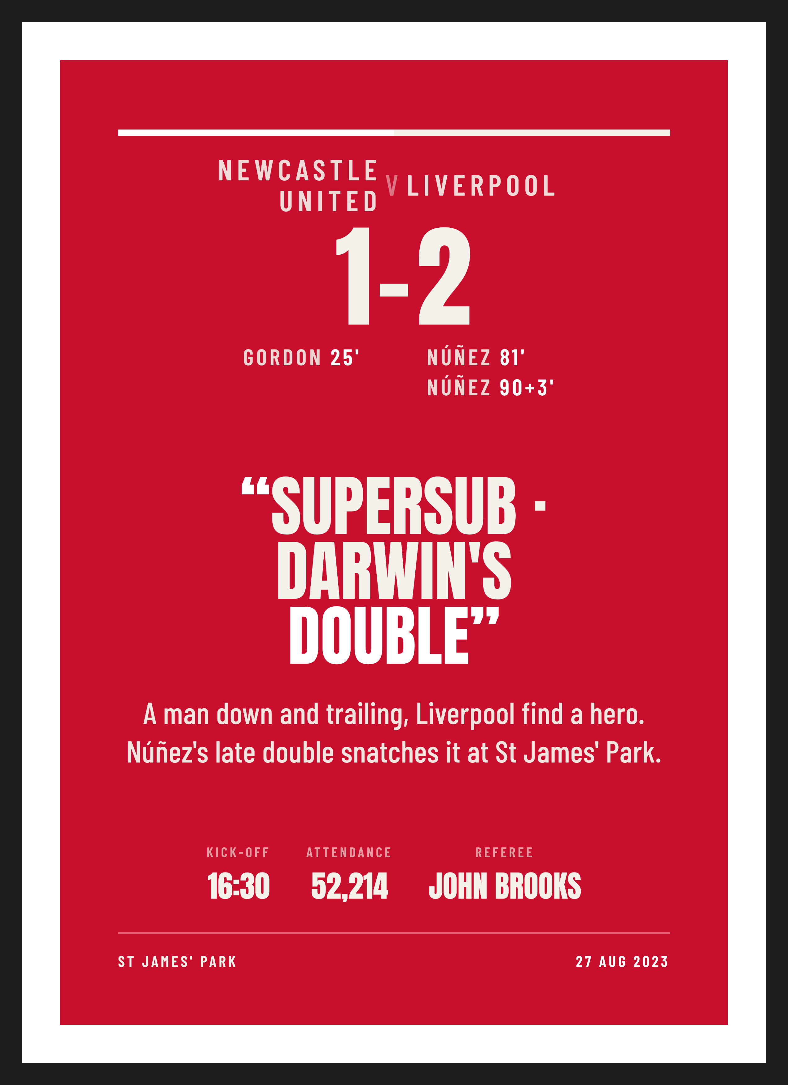Liverpool v Newcastle United 2023 keepsake