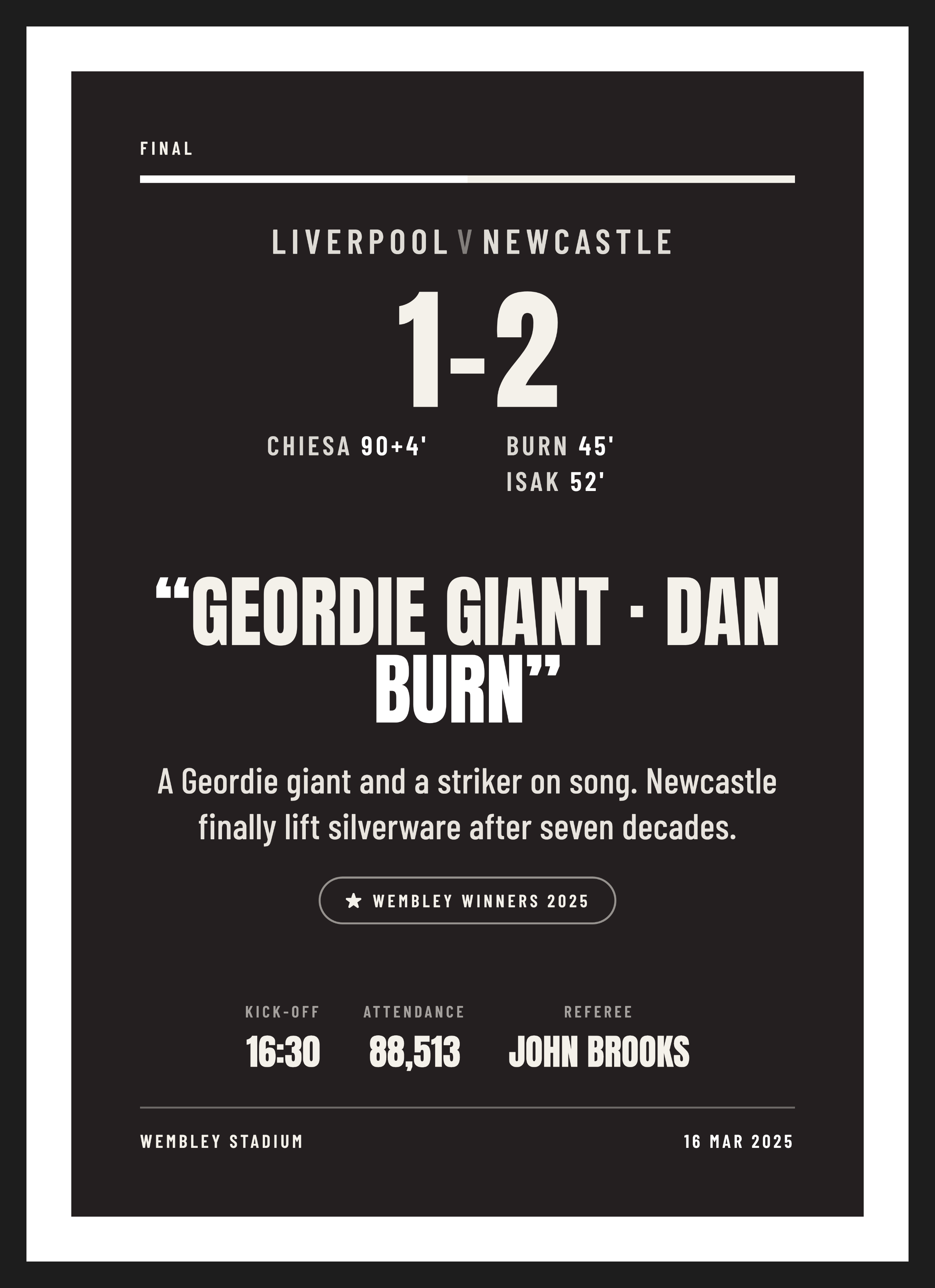 Newcastle Cup Final 2025 keepsake