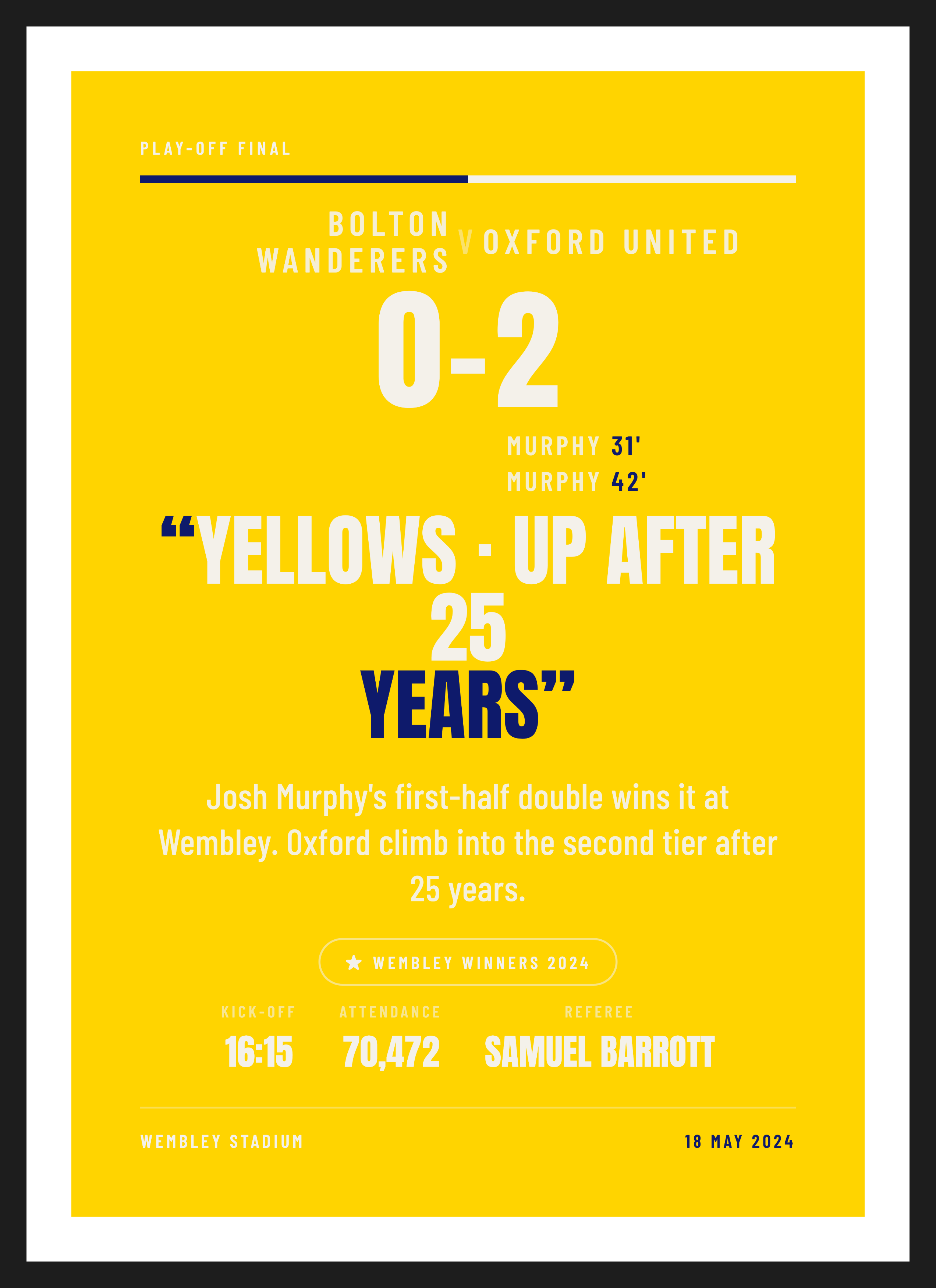 Oxford Play-off Final 2024 keepsake