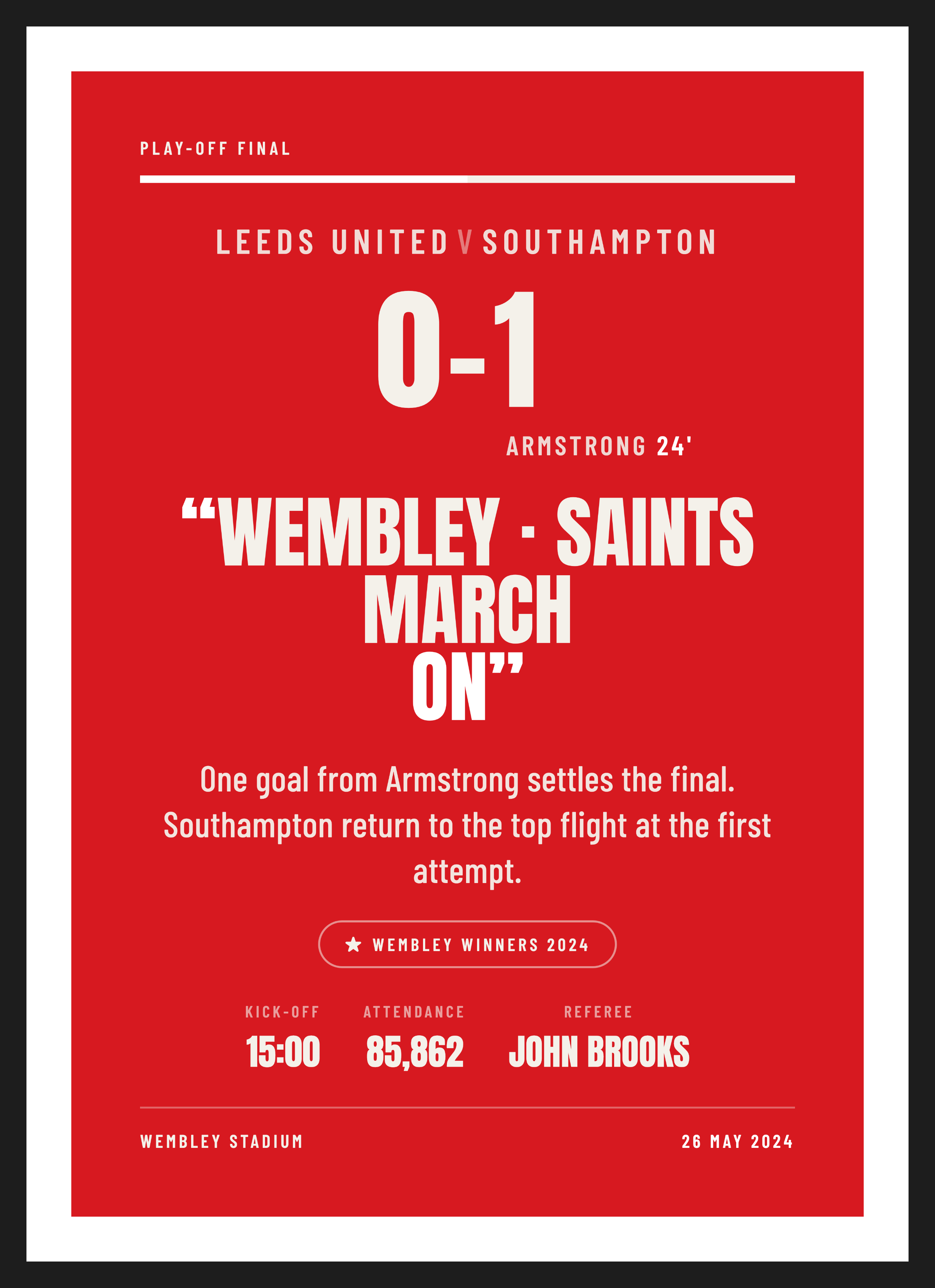Saints Play-off Final 2024 keepsake