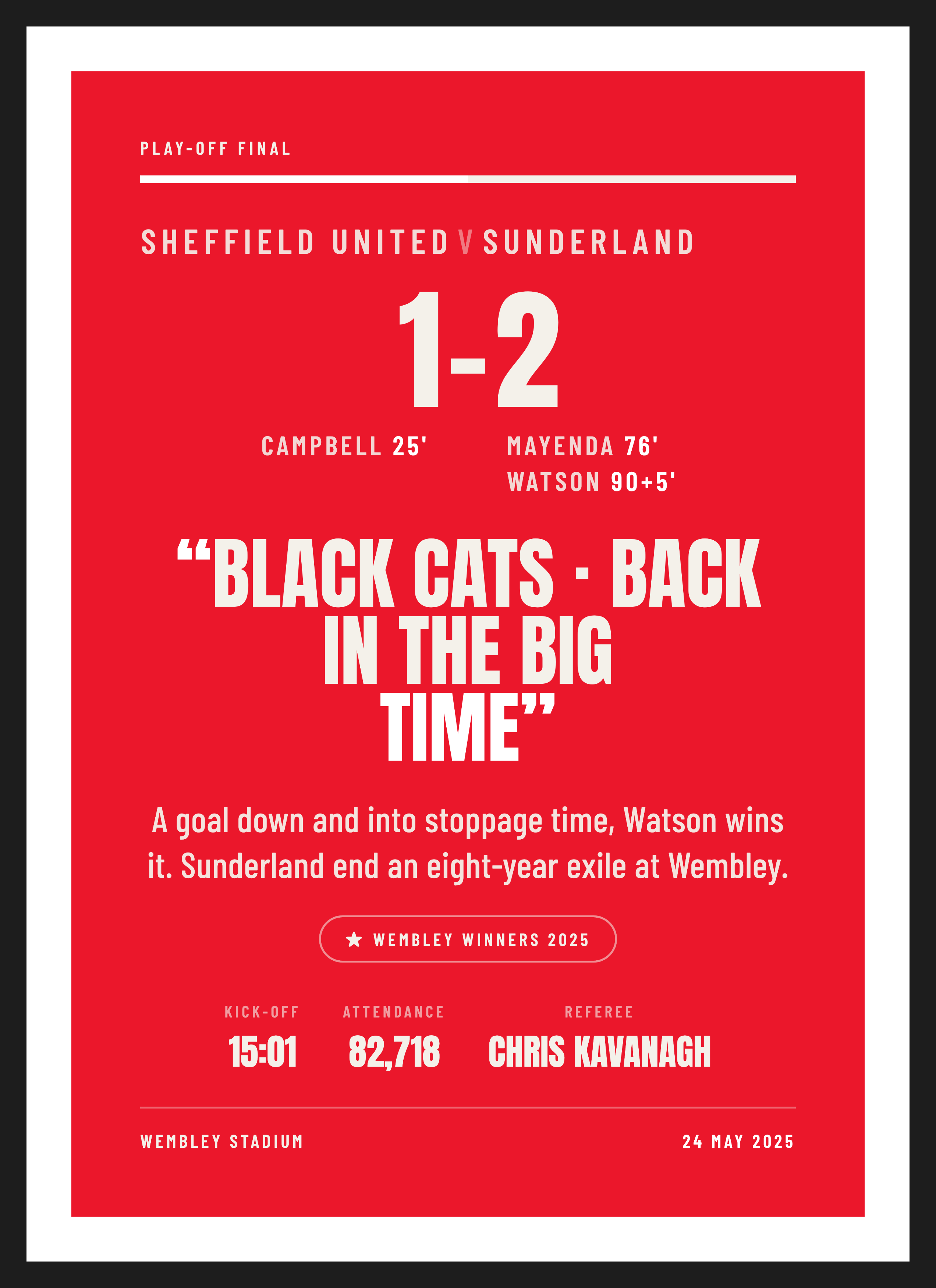 Sunderland Play-off Final 2025, Sheffield United 1-2 Sunderland, Commentary design