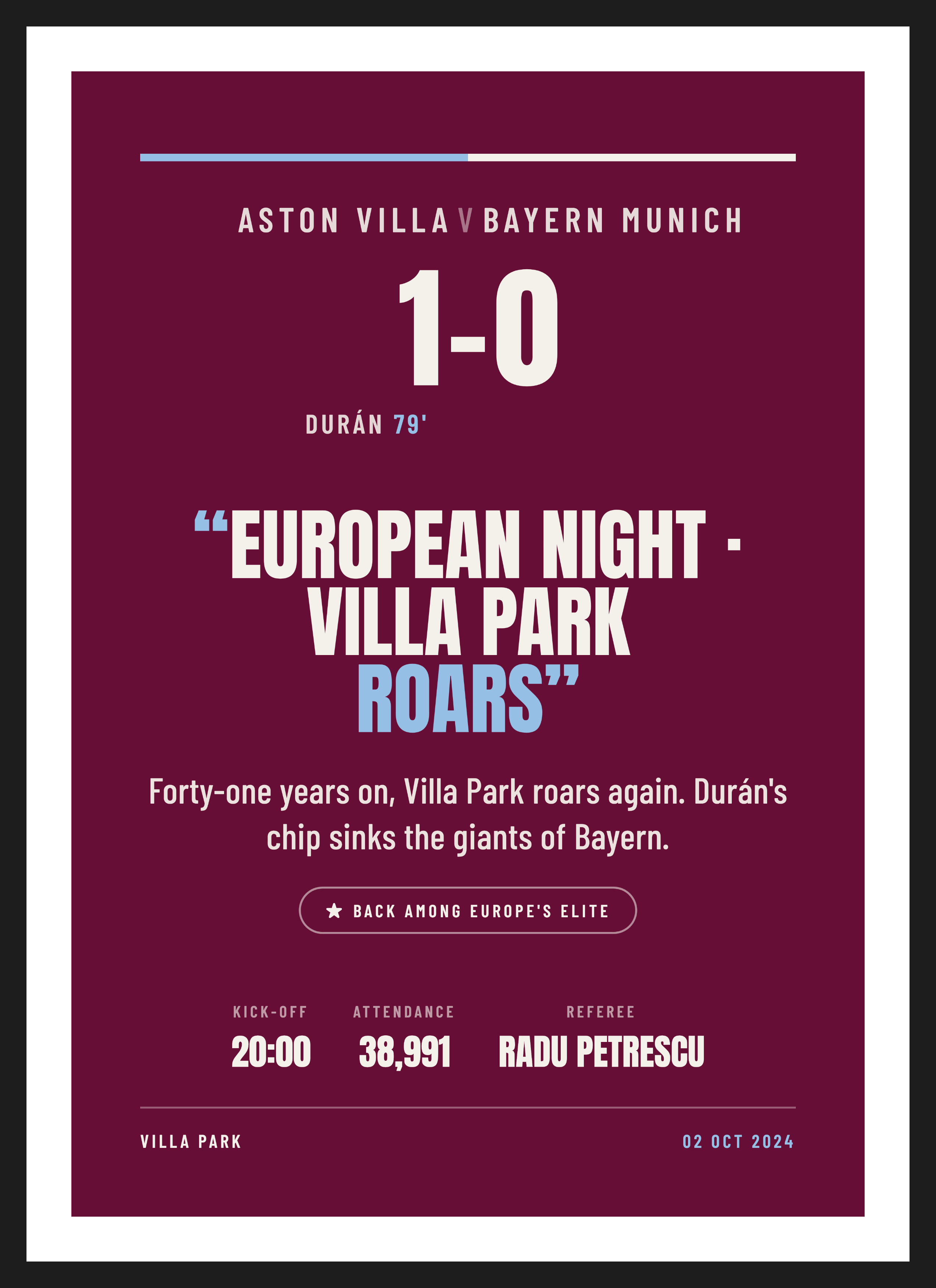 Villa European Night 2024 keepsake