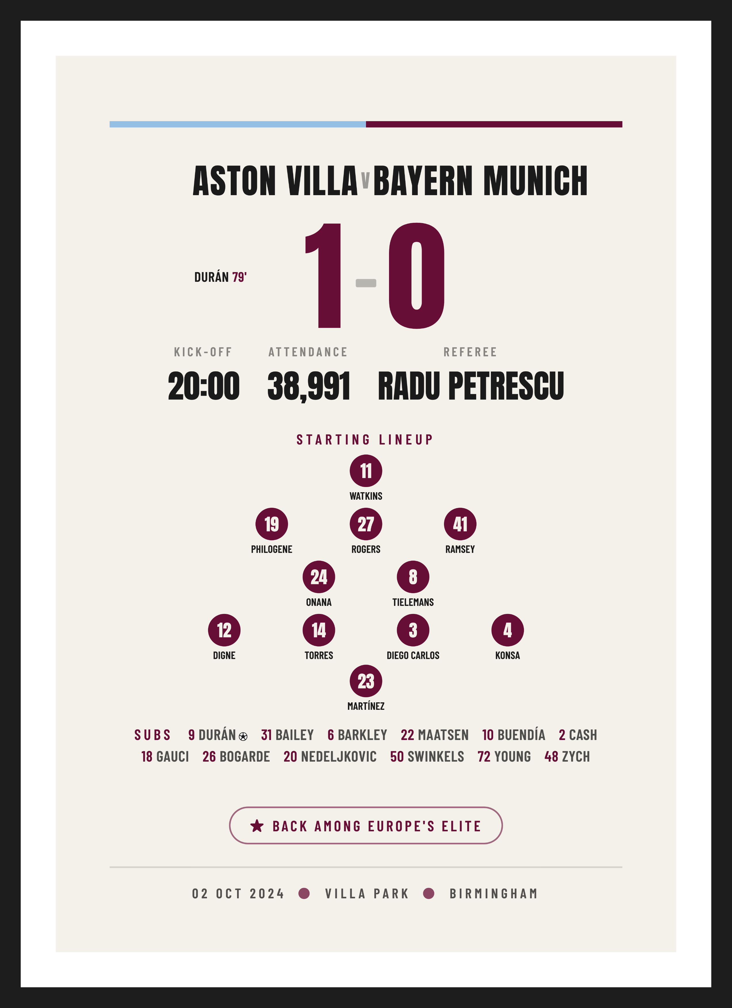 Villa European Night 2024, European Night keepsake, Typographic design