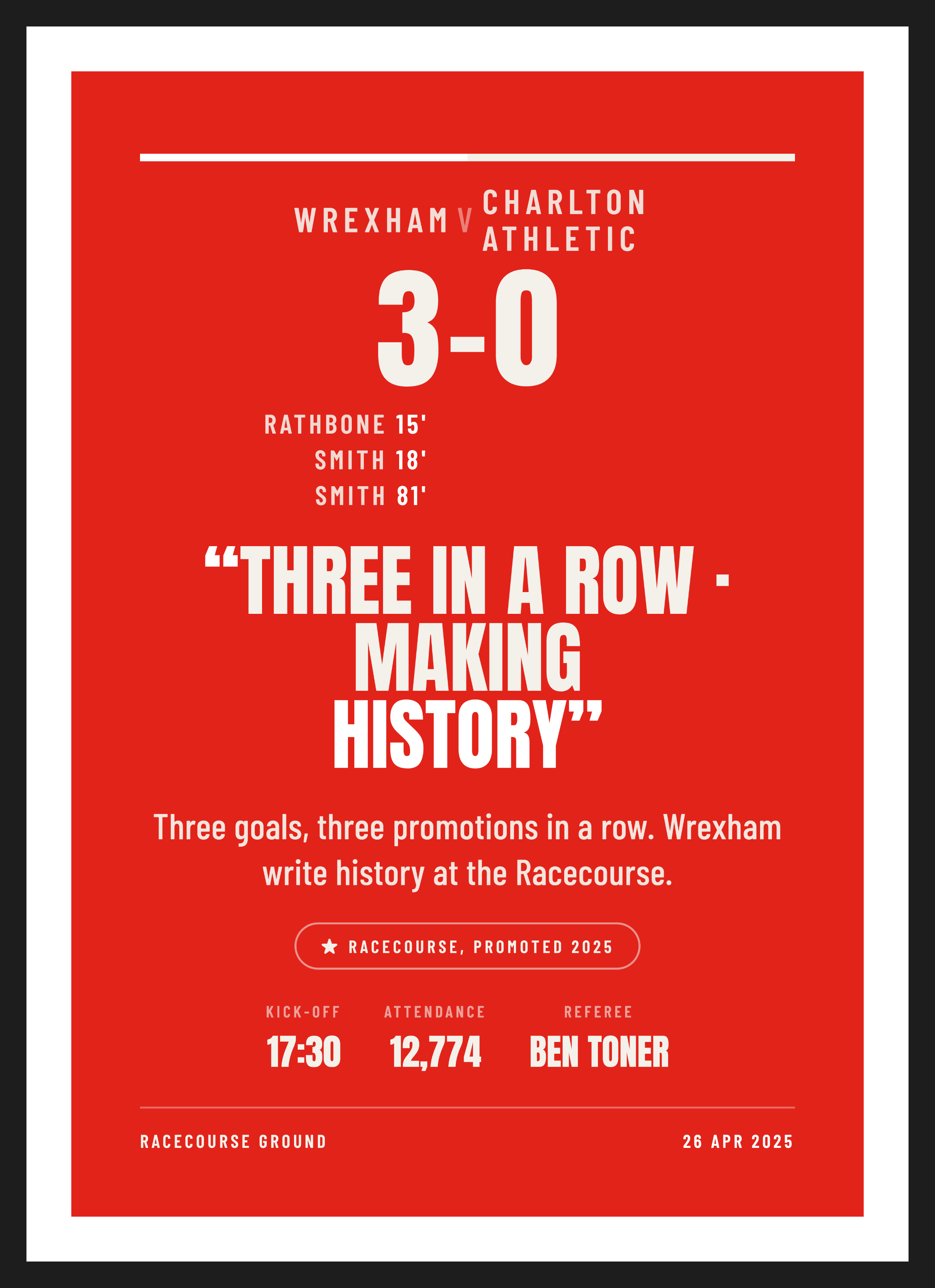 Wrexham Promotion 2025 keepsake